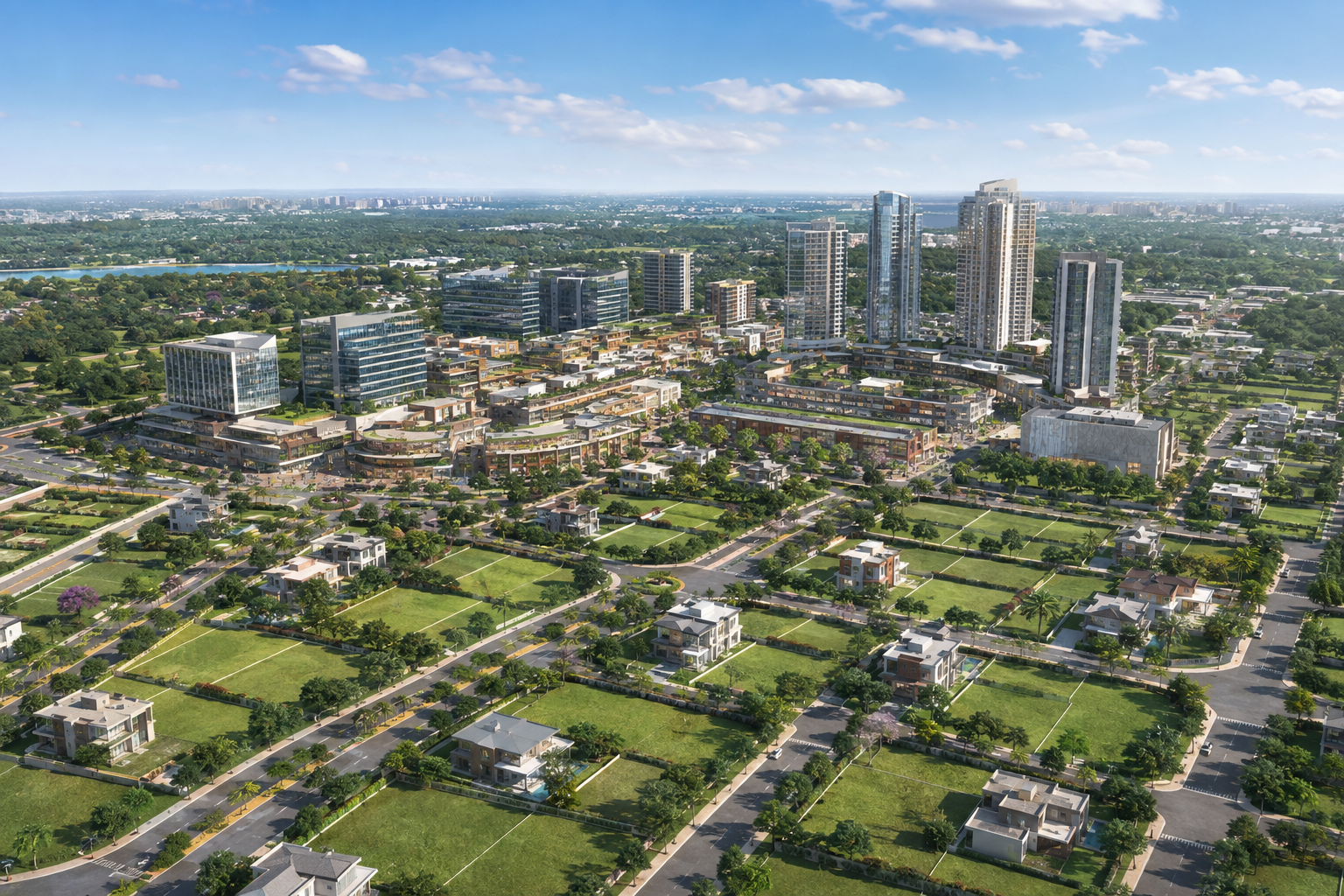 Bright master-planned plotted and mixed-use development